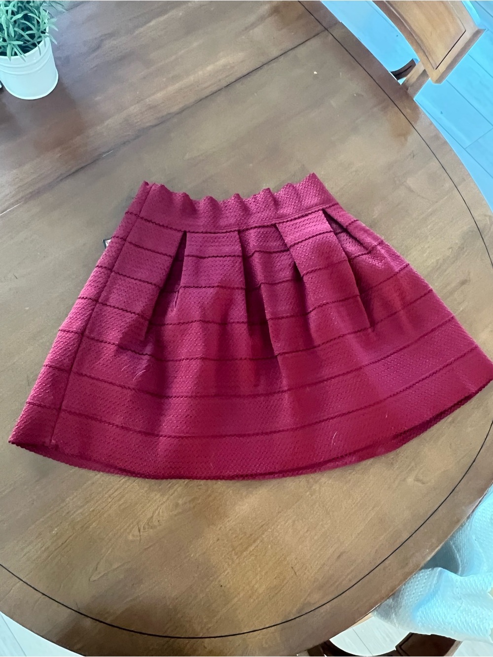 Women's Burgundy Pleated Midi Skirt